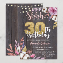 Floral Cotton Surprise 30th Birthday Invitation