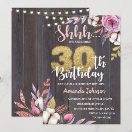Floral Cotton Surprise 30th Birthday Invitation Kaart