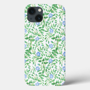 Floral Country-achtige Blue White Periwinkle Patte iPhone 13 Hoesje