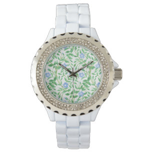 Floral Country-achtige Blue White Periwinkle Patte Horloge