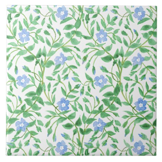 Floral Country-achtige Blue White Periwinkle Patte Tegeltje (Voorkant)