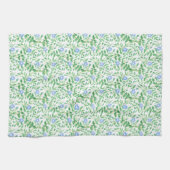 Floral Country-achtige Blue White Periwinkle Patte Theedoek (Horizontaal)