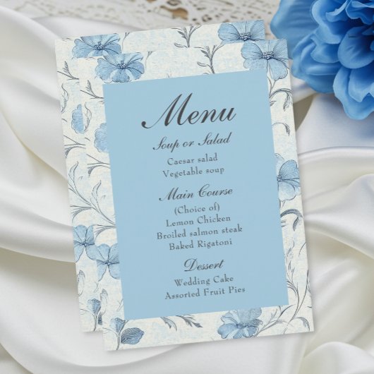 Floral Country Garden Dusty Blue Wedding Menu