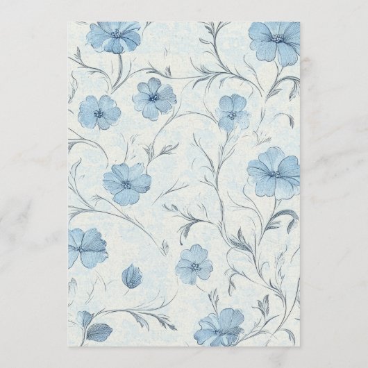 Floral Country Garden Dusty Blue Wedding Menu (Achterkant)