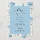 Floral Country Garden Dusty Blue Wedding Menu (Voorkant)