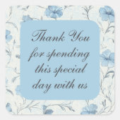 Floral Country Garden Elegante bruiloft Bedankt Vierkante Sticker (Voorkant)