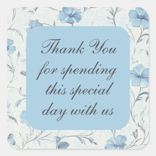 Floral Country Garden Elegante bruiloft Bedankt Vierkante Sticker (Voorkant)