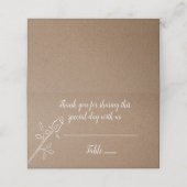 Floral country Roos Brown Kraft Weddenschap Plaatskaartje (Buitenkant ongevouwen)