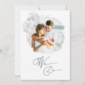 *~* Floral Couple PHOTO RSVP + QR AR6 Wedding Inv Kaart (Voorkant)