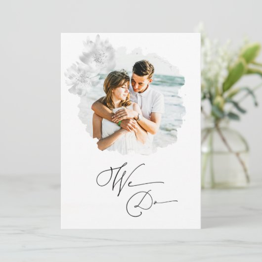 *~* Floral Couple PHOTO RSVP + QR AR6 Wedding Inv Kaart (Staand voorkant)