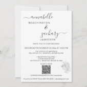 *~* Floral Couple PHOTO RSVP + QR AR6 Wedding Inv Kaart (Achterkant)