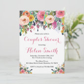 Floral Couples Shower Invitation Card Waterverf Kaart (Staand voorkant)