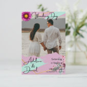 Floral Couples Wedding Sjabloon Elegant Kaart (Staand voorkant)