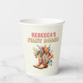 Floral Cowboy Boots 1st Rodeo Birthday Paper Cups Papieren Bekers (Achterkant)