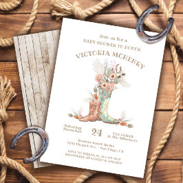 Floral Cowboy Boots Baby shower Kaart
