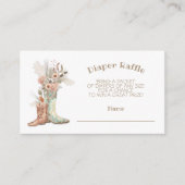Floral Cowboy Boots Diaper Raffle Informatiekaartje (Voorkant)