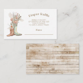 Floral Cowboy Boots Diaper Raffle Informatiekaartje