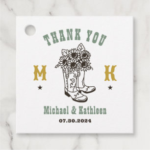 Floral Cowboy Boots Western Land Rustic Wedding Bedankjes Labels