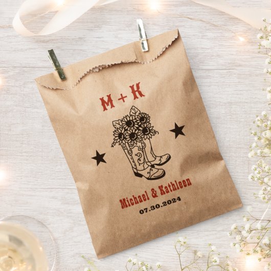 Floral Cowboy Boots Western Land Rustic Wedding Bedankzakje (Geknipt)