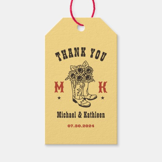 Floral Cowboy Boots Western Land Rustic Wedding Cadeaulabel (Voorkant)