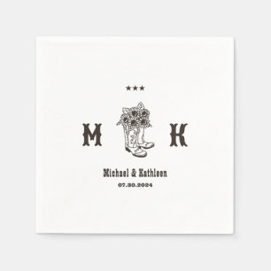 Floral Cowboy Boots Western Land Rustic Wedding Servet