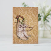 floral cowboy laarzen western land bruiloft kaart (Staand voorkant)