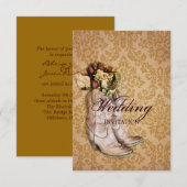 floral cowboy laarzen western land bruiloft kaart (Voorkant / Achterkant)