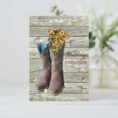 floral cowboy laarzen western land bruiloft kaart (Staand voorkant)