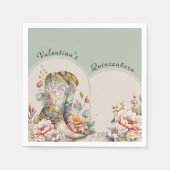 Floral Cowgirl Boots Boho Western gepersonaliseerd Servet (Voorkant)