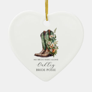 Floral Cowgirl Boots Bruidsmeisje Keramisch Ornament