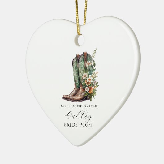 Floral Cowgirl Boots Bruidsmeisje Keramisch Ornament (Links)