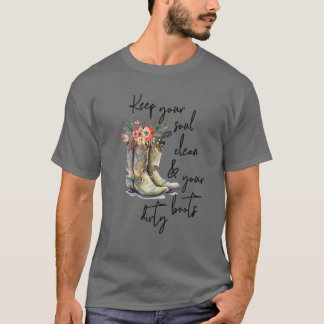Floral Cowgirl Boots houden je soep schoon T-shirt