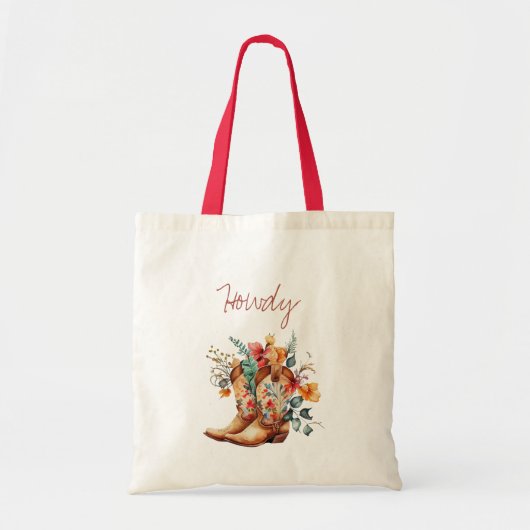 Floral Cowgirl Boots Tote Bag (Voorkant)