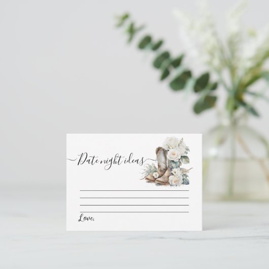 Floral Cowgirl Boots Vrijgezellenfeest Datum spel Informatiekaartje (Staand voorkant)