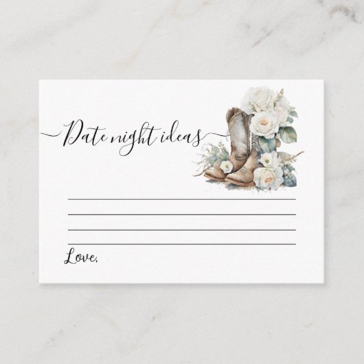 Floral Cowgirl Boots Vrijgezellenfeest Datum spel Informatiekaartje (Voorkant)