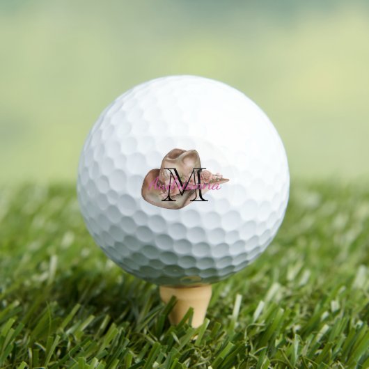 Floral Cowgirl Hat Monogram Golfballen (Insitu Shirt)