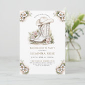 Floral Cowgirl Pet Boots Bachelorette Party Kaart (Staand voorkant)