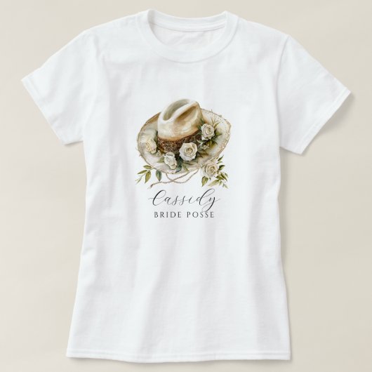 Floral Cowgirl Pet Bride Posse Floral Hoefijzer T-shirt (Design voorkant)