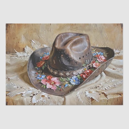 Floral Cowgirl Pet Decoupage Tissue Paper Tissuepapier (Voorkant)