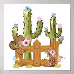 Floral Cowgirl Poster