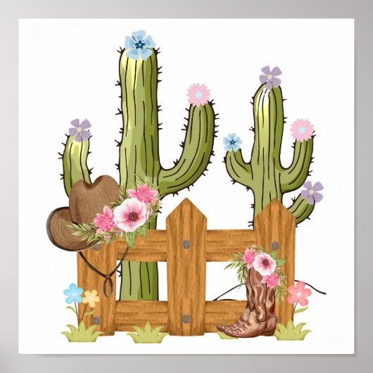 Floral Cowgirl Poster (Voorkant)