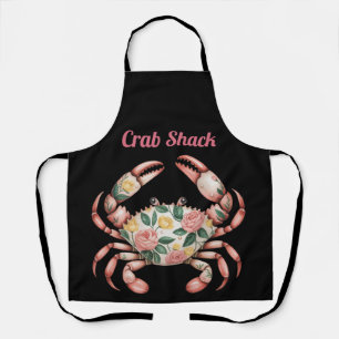 Floral Crab Art Coastal Design Custom Schort
