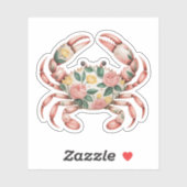 Floral Crab Art Coastal Design Sticker (Vel)