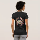 Floral Crab Art Coastal Design T-shirt (Achterkant volledig)