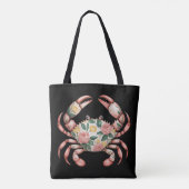 Floral Crab Art Coastal Design Tote Bag (Achterkant)
