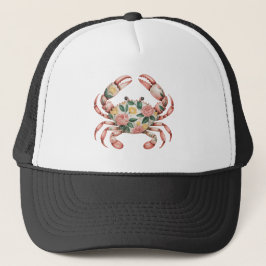 Floral Crab Art Coastal Design Trucker Pet