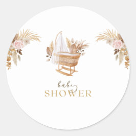 Floral Cradle Baby shower Ronde Sticker