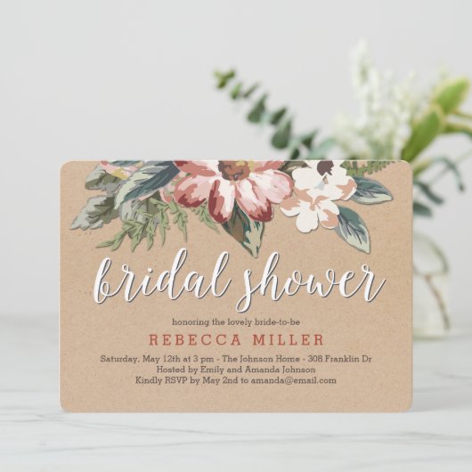 Floral Craft Bridal Shower Kaart (Staand voorkant)