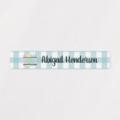 Floral Crayon Aqua Blue Pset Name Labels (Design 1)