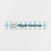 Floral Crayon Aqua Blue Pset Name Labels (Design 2)